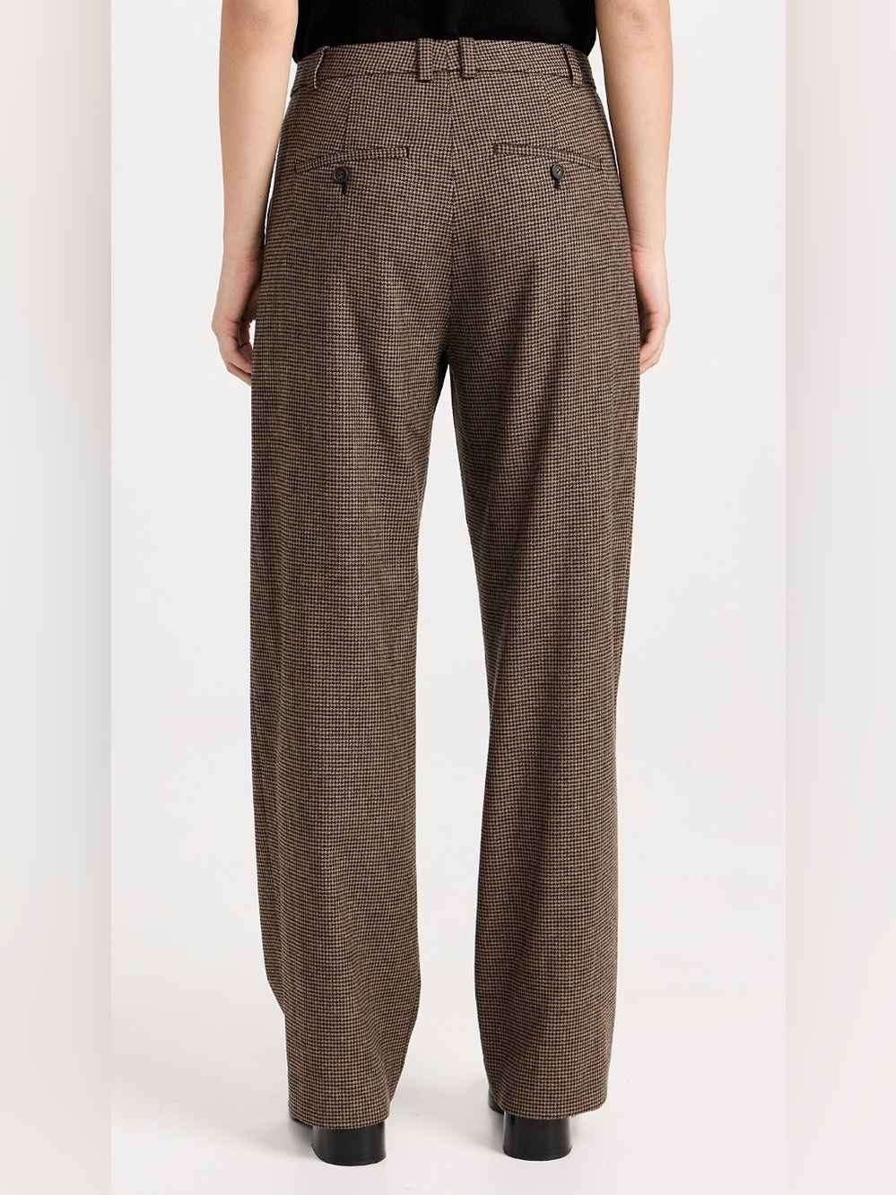 Vince Houndstooth Pleat Front Pants Black Camel Wool Blend Business Casual Sz 4 - Picture 2 of 13